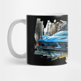 Blue C8 Corvette Street Scene supercar race car muscle car sportscar Corvette C8 Mug